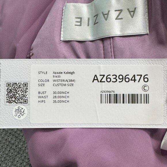 Azazie Kaleigh Bridesmaid Pleated Chiffon Dress Full Length Wisteria Custom NWT - Picture 12 of 15